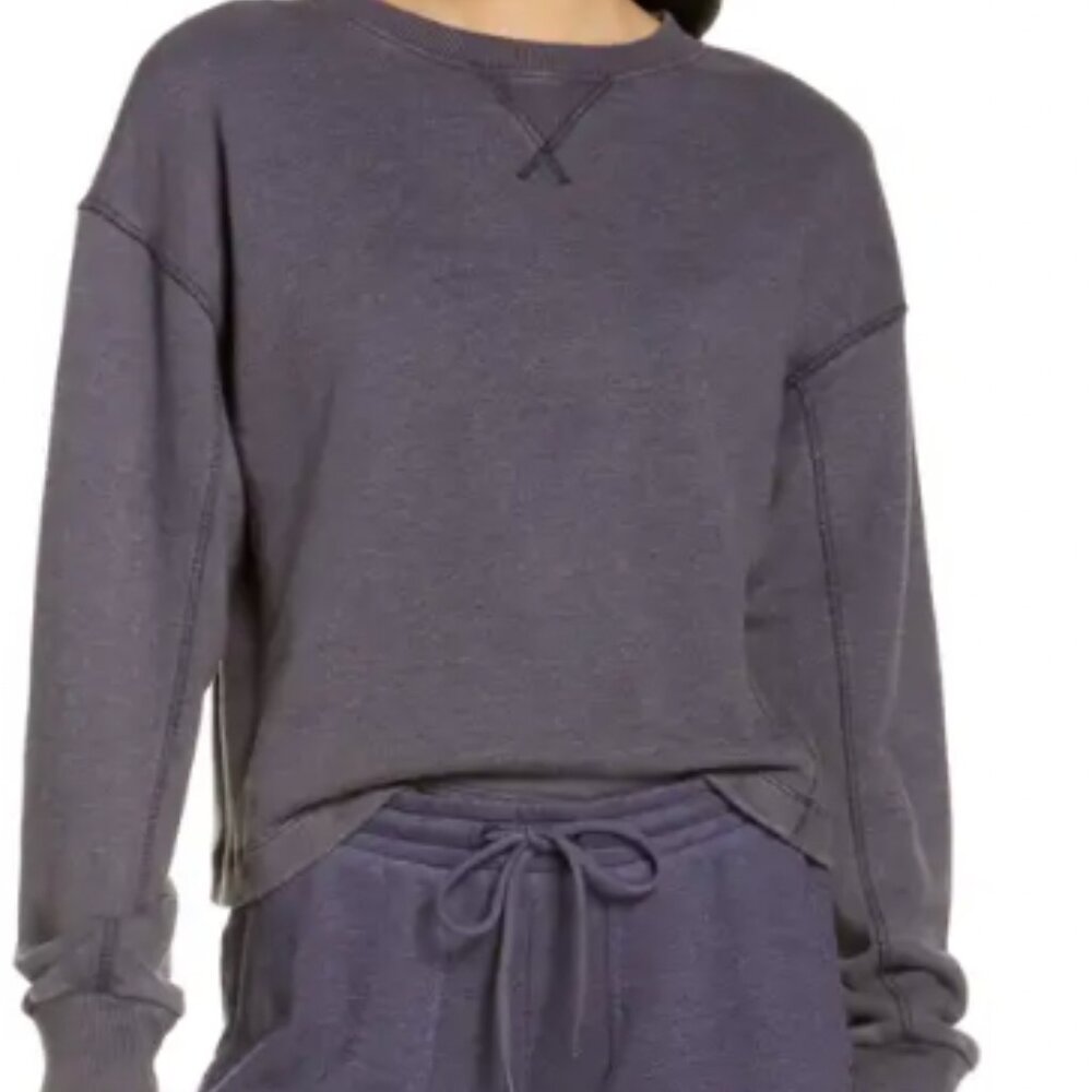 Zella Coastal French Terry Pullover in Grey Stone